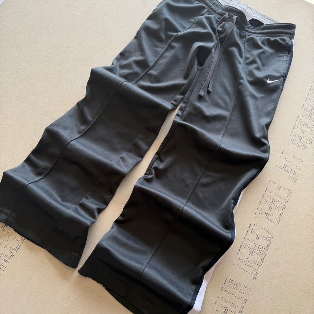 Y2K Nike Track‎ Pants Black Baggy Skater Side Stripe
